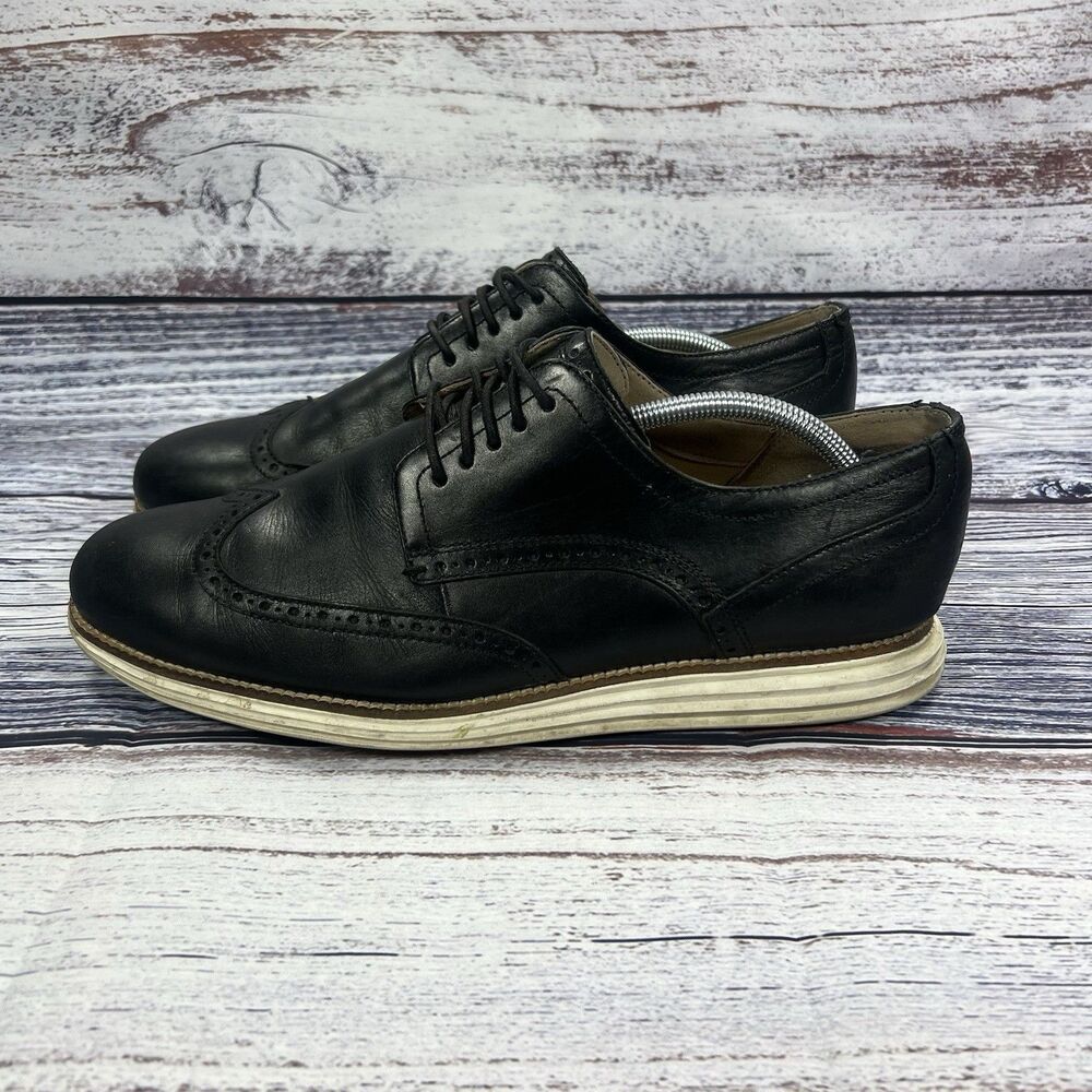 Cole Haan Original Grand OS Wingtip Oxford Black Leather Dress Shoes, Men's 11.5 - Picture 3 of 9